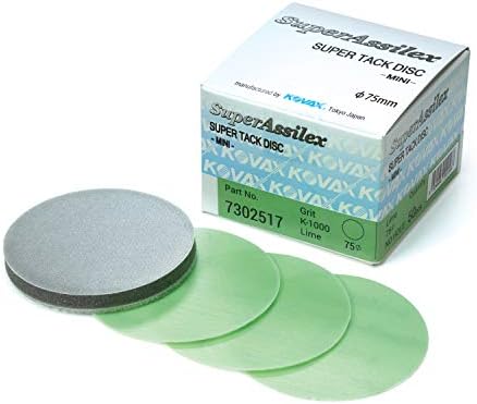 Super Assilex Flexible 3 inch Sanding Discs, LIME K-1000, Hook & Loop, 730-2517, 50 Discs + Interface Pad
