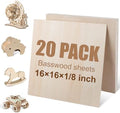 20 Pack Basswood Sheets 16"x16"x1/8", 3mm Basswood for Laser Cutting and Engraving,Thin Plywood Board Unfinished Wood for Crafts, DIY Ornaments and Architectural Model, Wood Burning.