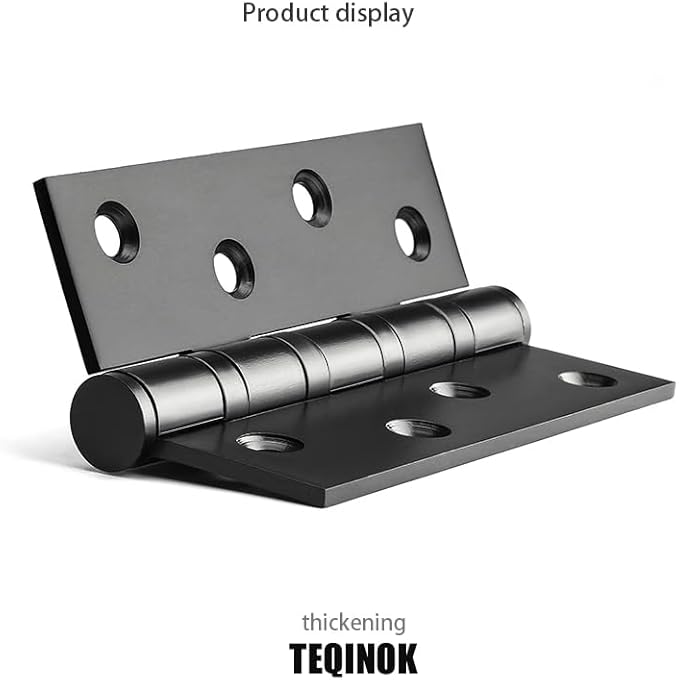 6 Packs of Square 4x3-inch Black Stainless Steel 3MM Thickened Door Hinges, Bearing Door Hinges, Window Hinges, Indoor and Outdoor Hinges with Screws