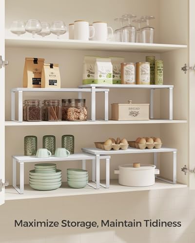 SONGMICS Cabinet Organizer Shelf, Set of 2 Spice Rack, Kitchen Storage