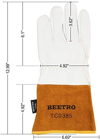BEETRO Working Gloves 5 Pairs, Tig Welding Cowhide Split Leather, Heat/Fire Resistant BBQ/Warehouse/Heavy Duty/Animal Handling Glove, Extremely Soft and Flexible