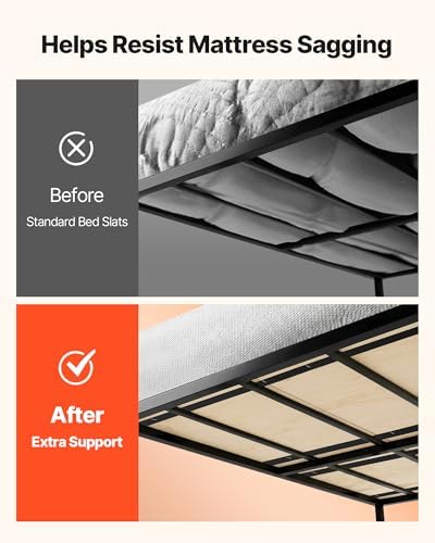 VEVOR Bunkie Board Full Size, 51" x 71" Foldable Box Spring, 0.4" Thicker Wooden Bed Boards for Under Mattress, Bed Slats with No Assembly Required, Easy-to-use Bed Support Board