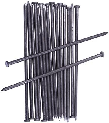 WOWCASE 10 Inch Metal Edging Spikes, 50 Pcs Heavy Duty Solid Metal Landscaping Spike, Anchoring Spike Nails for Paver Edges, Weed Barrier, Artificial Turf Etc. (50)