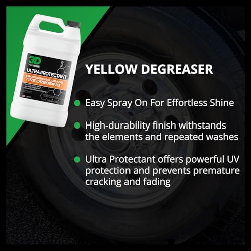 3D Ultra Protectant Tire Shine Spray – Water-Based High Gloss Tire Dressing | Long Lasting UV Protection for Rubber & Vinyl | No Sling | Made in USA |1 Gallon (Pack of 2)