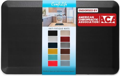 ComfiLife Anti Fatigue Floor Mat – 3/4 Inch Thick Kitchen Mats for Floor, Standing Desk Mat, Kitchen Rug – Comfort at Home, Office – Durable – Stain Resistant – Non-Slip Bottom (20" x 39", Black)