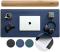 Nordik Felt and Leather Desk Mat - Dual Layer Midnight Blue 35 x 17 in