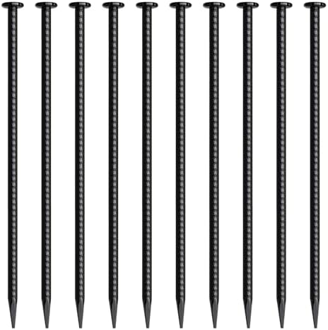 16 Inch Rebar Stakes 10 Pack Heavy Duty Ground Anchors 1/2 Inch Diameter Galvanized Steel Asphalt Anchoring Metal Spikes for Speed Bump, Parking Curb and Camping Tent