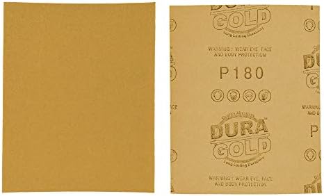 Dura-Gold Premium 1/4 Sheet Gold Sandpaper Sheets, 180 Grit (Box of 400)