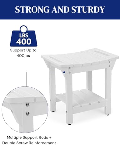 Waterproof Shower Bench, Poly Lumber Shower Stool for Shaving Legs