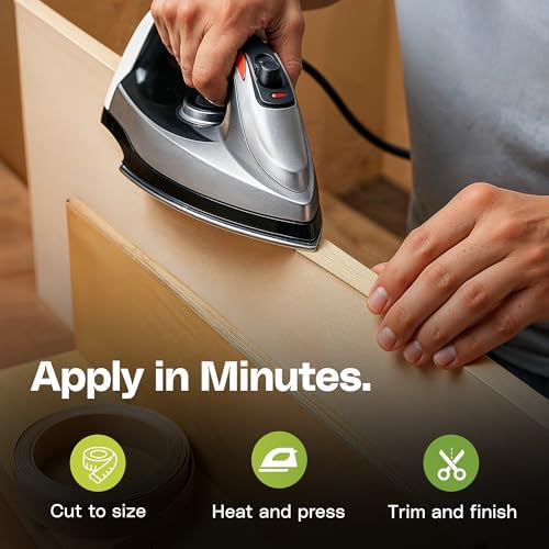 Edge Supply Birch 1/2 in x 50 ft Roll – Pre-Glued Iron On Wood Veneer Tape – Wood Veneer Edge Banding Tape with Hot Melt Adhesive, Smooth Sanded Finish Ideal for Furniture & DIY, Made in USA