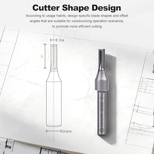 Straight Router Bits 1/4" Shank, 3/16" Cut Diameter, 1/2" Cut Length, Useful for Plunging Capabilities for Cutting Grooves, Dados, Mortising
