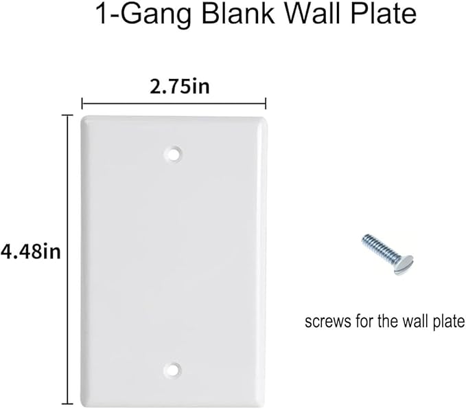 Blank Wall Plates 1-Gang blank Switch Outlet Electrical Cover Plate Unbreakable Thermoplastic Faceplate for Light Receptacle Outlet Switch, White (20 Pack)