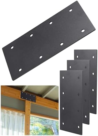 4 Pcs Ultra-Thick Straight Mending Plate, 9.25" x 4.5" Extreme Weatherproof Flat Bracket, Heavy Duty Steel I-Shape Timber Connector for 6x6 8x8 Lumber, Outdoor Pergola, Deck & Cabin