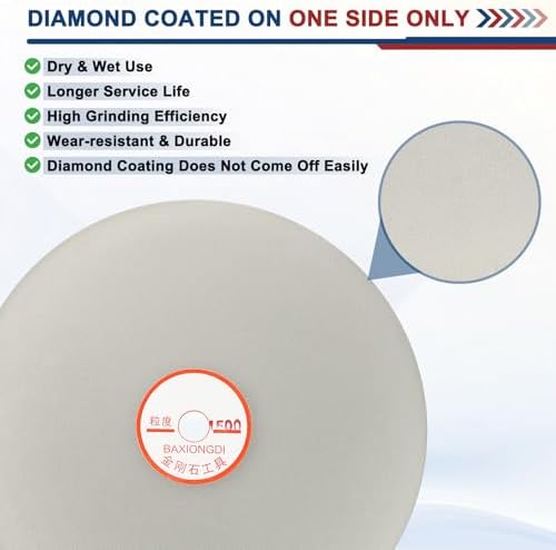 8 Inch x 1/2" Arbor Diamond Flat Lap Disc, 1500 Grit
