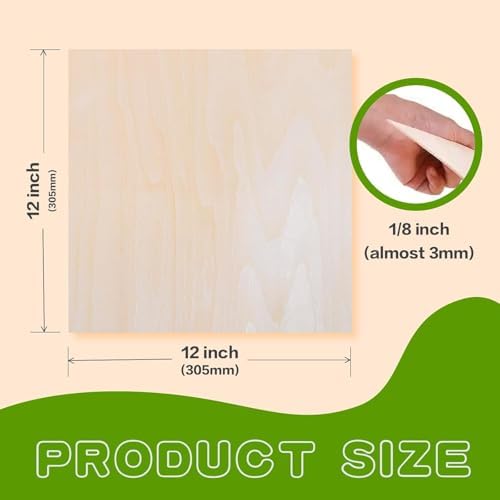 36 Pack Basswood Sheets 12"x12"x1/8", 3mm Basswood for Laser Cutting, Thin Plywood Board Unfinished Wood for Crafts, DIY Architectural Models Making, Wood Engraving, (36Packs- 12inchx12inch)