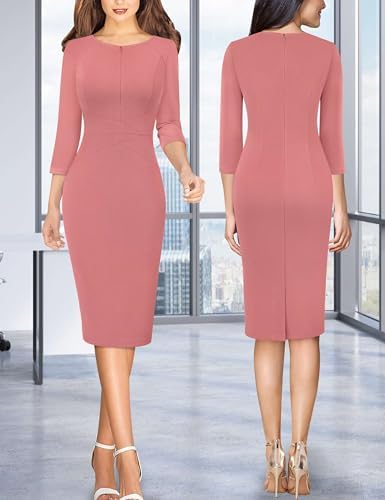 VFSHOW Womens Work Business Office Zipper Up Slim Bodycon Sheath Dress