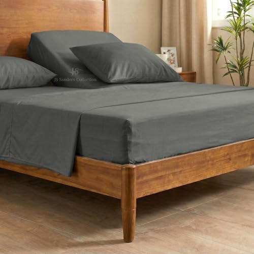 JS Sanders Collection Split Head Sheet Set 4PC Cal. King Size, Dark Grey
