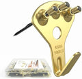 Picture Hangers Heavy Duty, Extra Thick, 100 lb, Decorative Hanging Hooks Hardware for Drywall and Plaster Walls with Large Nailers and Nails, Painting, 15pcs, Gold