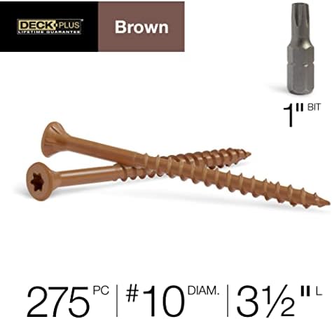 Deck Plus Deck Screws, #10 x 3-1/2in, 365 Pieces, Brown