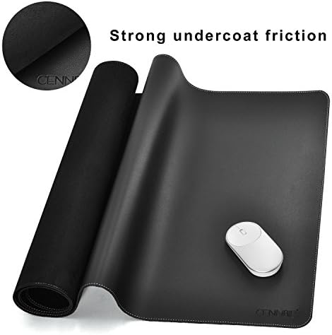 CENNBIE Leather Desk Mat Protector, 39.3" x 19.6" Large Mouse Pad(Black)