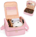 CUBETASTIC Nail Polish Organizer Case, Nail Supplies Storage Box Holds Nail Polish Bottles & Nail Lamp, Travel Nail Tech Carrying Case, Nail Kit Bag For Nail Stuff & Manicure Tools (Pink, 45 Slots)