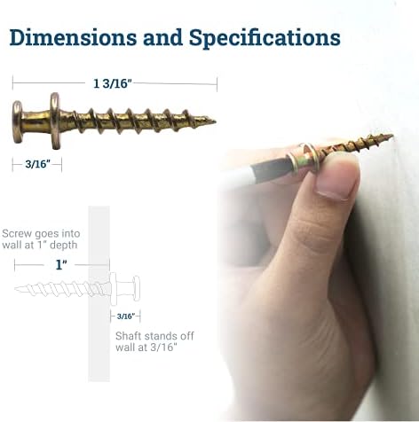 PHS Gold Bear Claw Hanger Screws, Holds 30 lb, 30 Pack for Drywall