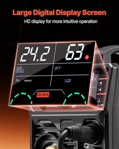 VEVOR Pro MIG Welder, 200A Pluse Mig Welding Machine, 5-in-1 Multi-Functional Welder Machine MIG Pluse/Gas MIG/Flux Core MIG/Stick/Lift TIG, 110V/220V Dual Voltage Aluminum Mig Welder with LCD Display