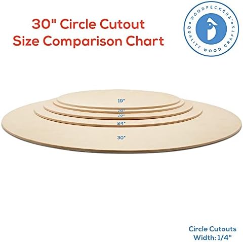 Wood Circles 30 inch, 1/4 Inch Thick, Birch Plywood Discs, Pack of 3 Unfinished Wood Circles for Crafts, Wood Rounds by Woodpeckers