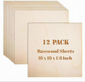 12 Pack Basswood Sheets Plywood Board 18 x 18 x 1/8 Inch - Unfinished Wood Boards with Smooth Surfaces for Crafts, Laser Cutting and Engraving, CNC Cutting, DIY Architectural Models