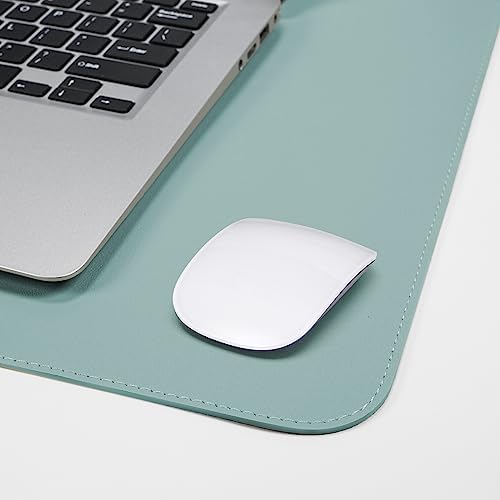 AFIING Leather Desk Pad Protector, 47" x 17" Large Desk Mat with Natural Cork & PU Leather, Mouse Pad, Non-Slip, Waterproof Desk Writing Pad for Office and Home (Light Blue)