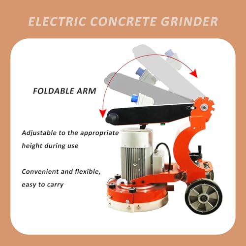Electric Concrete Grinder Floor Edge Polishing Machine with Foldable Arms for Epoxy Terrazzo Marble Ground 220V 2.2KW