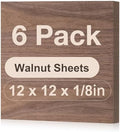 Rowood 6 Pack Walnut Plywood 1/8,12x12x1/8inch,3mm Thick Unfinished Wood for Laser Cutting and Engraving,DIY Ornaments,Wood Burning,Models Drawing