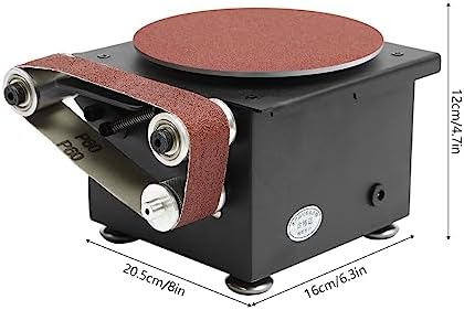 Mini Belt Disc Sande, 6-Inch Sanding Disc and 1.2 x 15-Inch Sanding Belts for Wood Metal Stone Grinding, Small Spindle Sander Machine for Curve Grinding