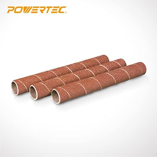 POWERTEC 11210-P2 4.5 Inch Sanding Sleeves for Spindle Sander, 120 Grit, Aluminum Oxide Sandpaper Diameter 1/2 Inch – 6 Pack