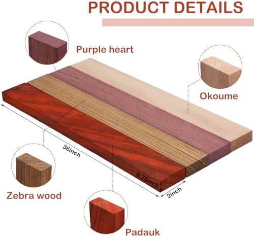 8 Pcs Exotic Hardwood Lumber 3/4" X 2" X 36"