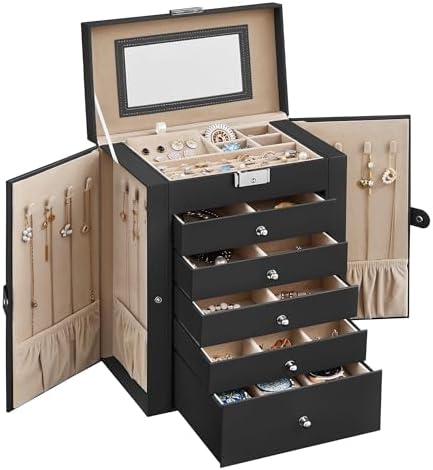 SONGMICS 6-Layer Jewelry Box Organizer with 5 Drawers, Lock and Mirror