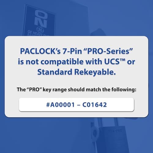 PACLOCK's 90A-PRO Padlock, 1/4" Diameter Hard. Steel Shackle, 3" Tall, High Performance 7-Pin Cylinder w/ 1 Key, Keyed Differently, Orange
