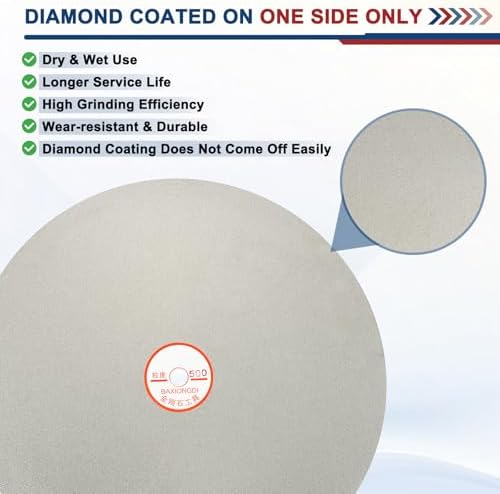 12 Inch x 1/2" Arbor Diamond Flat Lap Disc, 500 Grit