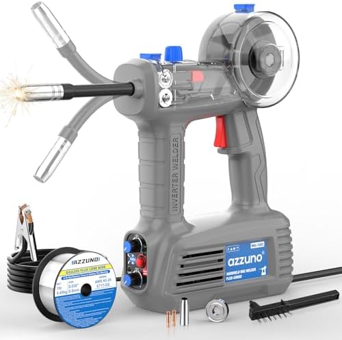 AZZUNO Handheld MIG Welder 110V, 100A Portable Flux Welder, 360° MIG Torch