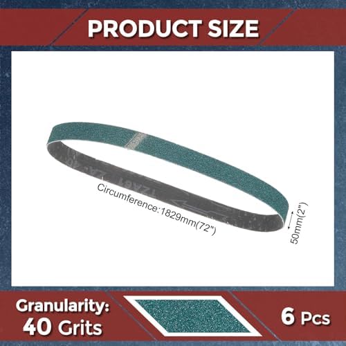 6 Pcs Sanding Belts 2 x 72 Inch 40 Grit Zirconia