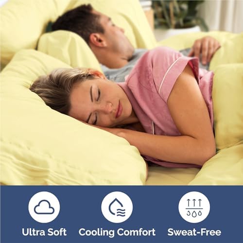 King Size 4 Piece Sheet Set - Comfy Breathable & Cooling Sheets - Yellow