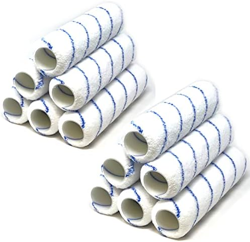 Allgala Paint Rollers 9 inch 3/8 Nap 12 Pack Shedless Lint Free Microfiber Paint Roller Covers for Paint Roller Kit House Painting Project