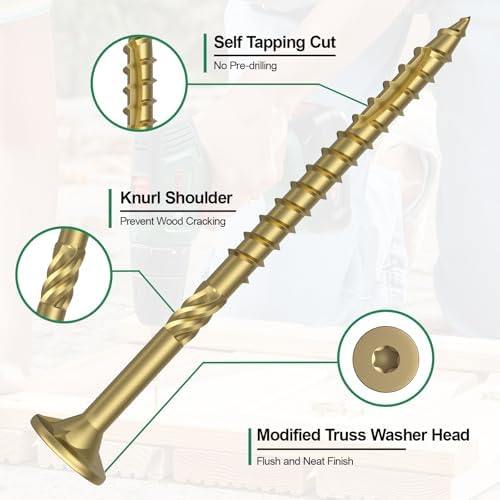 #10 x 3-1/2” Deck Screws, 500Pcs Star Drive Wood Screws