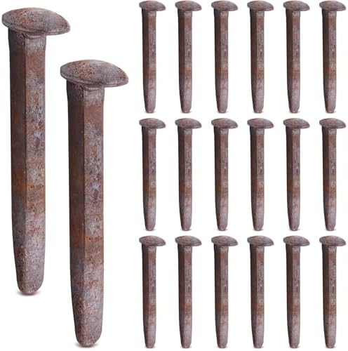 20 Pcs 6.5'' Railroad Spike Carbon Steel Rail Road Spike Ties, Rust Red