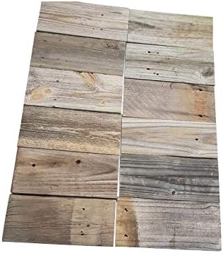 Rustic Weathered Reclaimed Wood Planks for DIY Crafts, Projects and Decor (12 Planks - 5.5" x12)