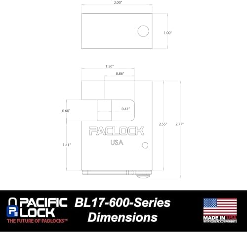 PACLOCK's BL17A-600 Block-Lock High Security 6-Pin Cylinder, One Lock Keyed to a Number U-Pick! w/ 2 Keys, Blue Anodized Aluminum