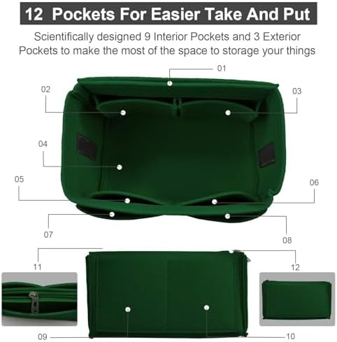 OMYSTYLE Purse Organizer Insert, Felt Tote Bag Organizer Insert with 5 Sizes, Handbag Dividers for Inside Purse, Compatible with Longchamp, Neverful, Speedy and More