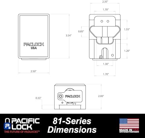 PACLOCK's 81-Series Patented Trailer Door Lock, High Security Rotating Disc, Manufacturer-Controlled Key Assigning, Exclusive Key Number, Keyed Differently w/ 1 Key, Silver