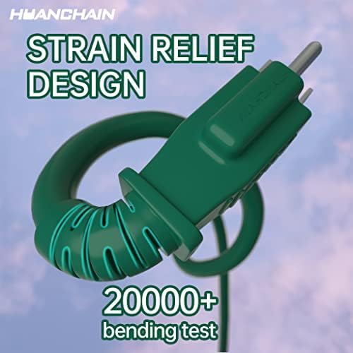 HUANCHAIN Indoor Outdoor Green Extension Cord 20 ft Waterproof, 16/3 Gauge Flexible Cold-Resistant Appliance Extension Cord Outside, 13A 1625W 16AWG SJTW, 3 Prong Electric Cord, ETL