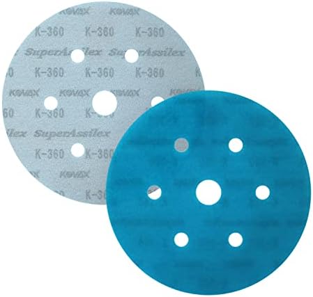 Super Assilex Flexible 6 inch Sanding Discs, Ocean K-360, 7 Holes, Hook & Loop, 193-1545, 25 Discs